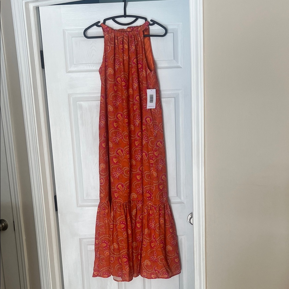 ShoeDazzle Orange Floral Maxi Dress XL NWT